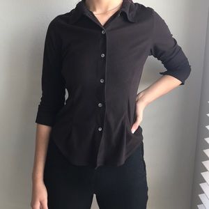 Brown suede button up shirt